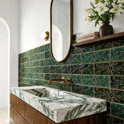 Juniper Glossy Stellar Thin Brick Accent Tiles 2 1/4×7 7/8 (TL80800), Aquamarine Glossy Stellar Thin Brick Accent Tiles 2 1/4×7 7/8 (TL80805)