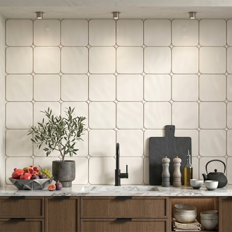 Ivory Glossy Halo Ceramic Tiles 6×6 (TL80821)