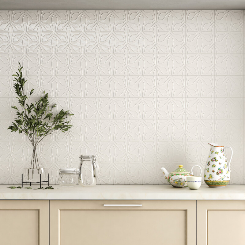 Autumn White Glossy Tioma Ceramic Accent Tiles 6×8 (TL80867)