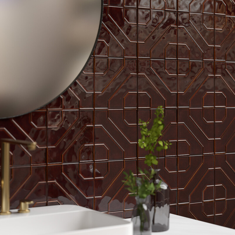 Rich Cinnamon Glossy Kodye Ceramic Accent Tiles 8×8 (TL80881)