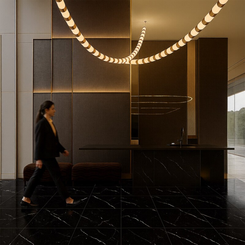 Black Polished Marble Tiles 18×18 (TL90747)