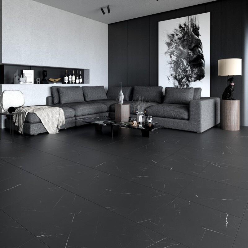 Black Honed Marble Tile 18×18 (TL90748)