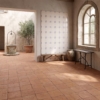 Cotto Med Natural Square Terracotta Tiles 8×8 (TL90805), Garden Blanc Blue Glazed Ceramic Tiles 6×6 (WLV20542)