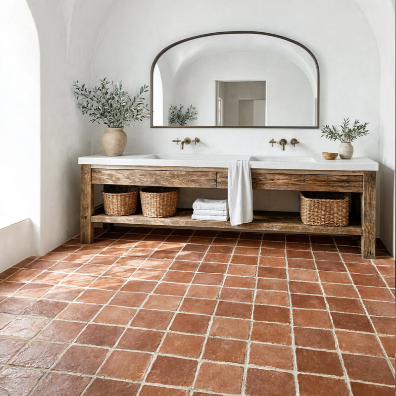 Telhas quadradas de terracota natural Cotto Med 6×6 (TL90883)