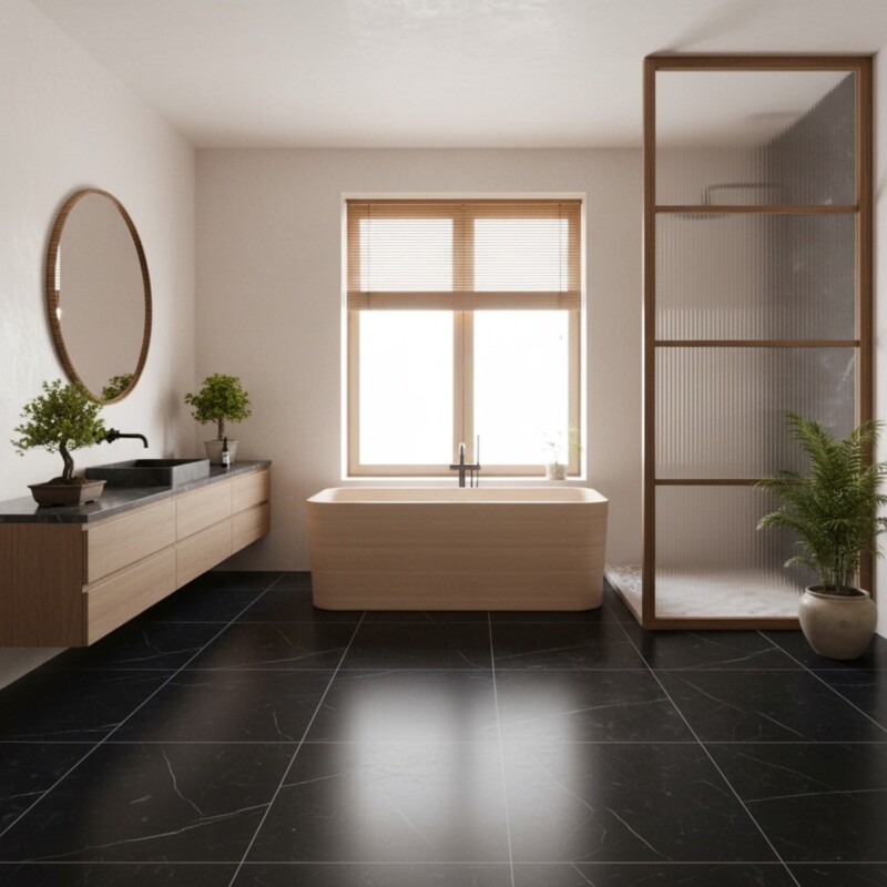 Black Honed Marble Tile 18×18 (TL90893)