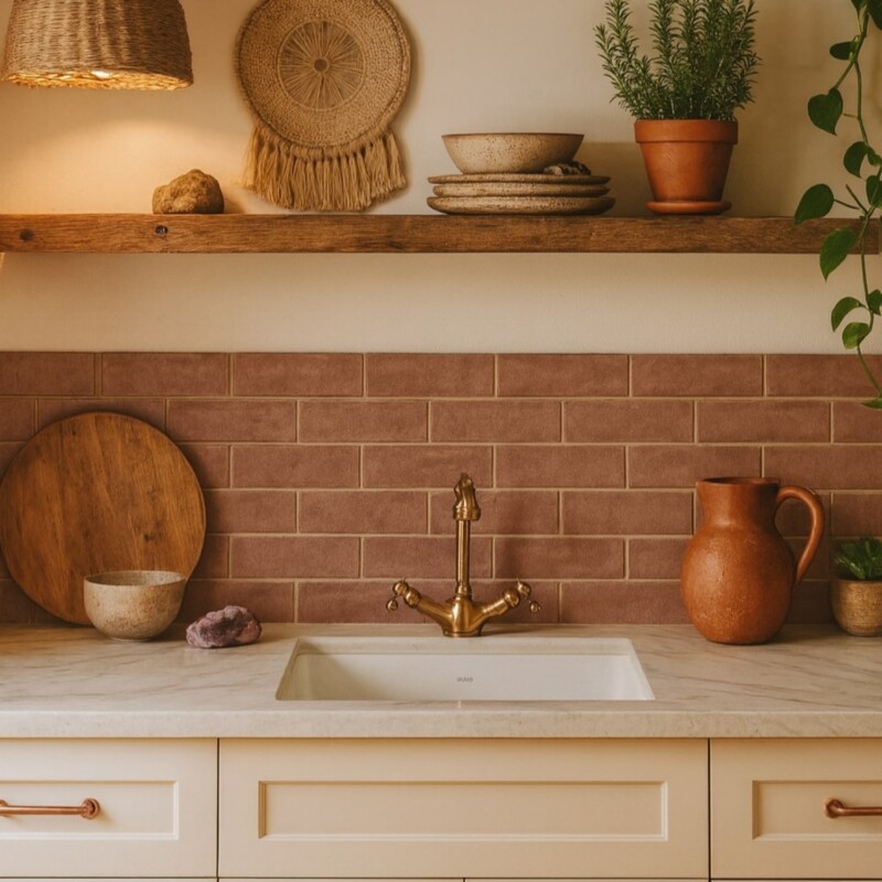 Salmon Leather Subway Thin Brick Tile 2 1/4×7 9/16 (TL91337)