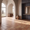 Natural Rustic Glazed Terracotta Tiles 12×12 (TL91522), Foggy Days Glossy Surfs Up Ceramic Tiles 6×6 (TL80441)