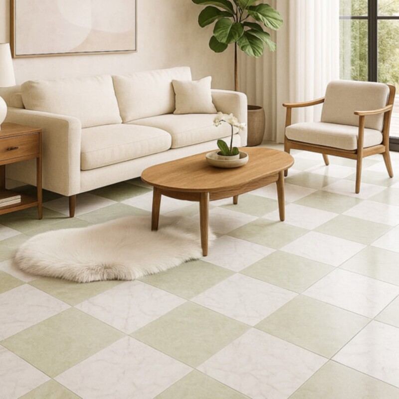 Ming Green, Carrara C Select Polished Checkerboard Pattern Marble Bundle 12×12 (TL91530)