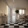 Black,Calacatta Bella Honed Checkerboard Pattern Marble Tiles 12×12 (TL91743)