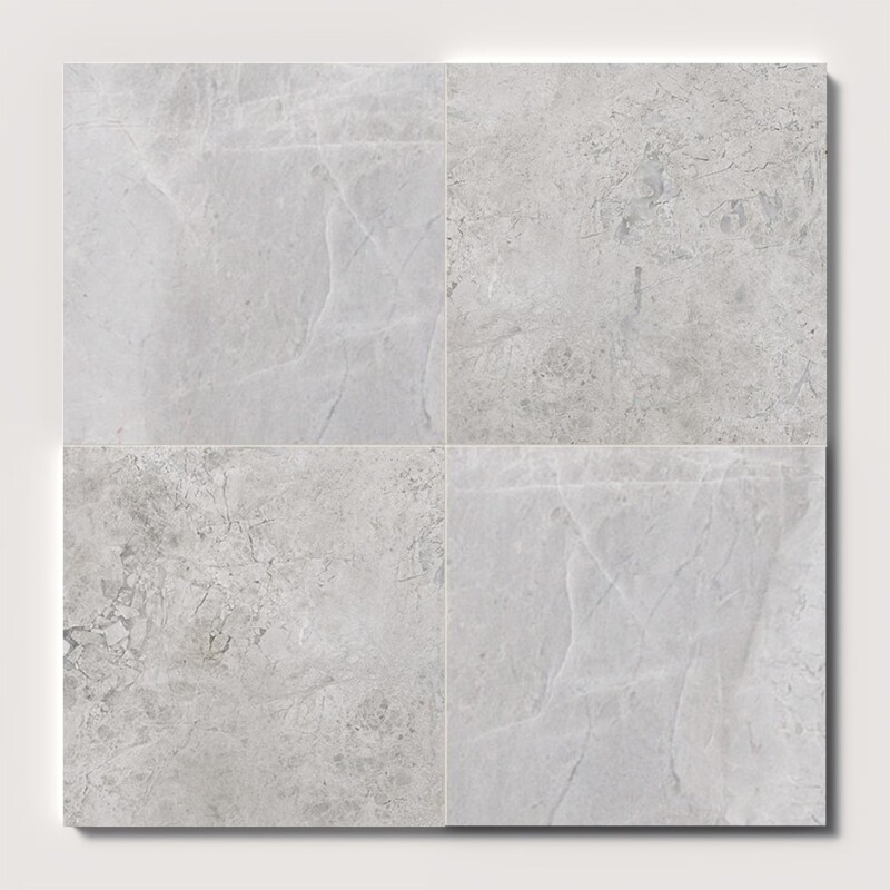 Silver Clouds, Avalanche Honed Checkerboard Pattern Marble Tiles 18×18 (TL91759)