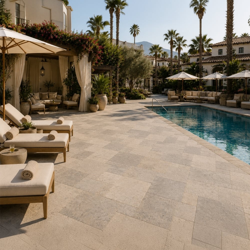 Silver,Chateau Gris Blend Brushed Versailles Pattern Limestone Patterns Versailles Pattern (TL91771)