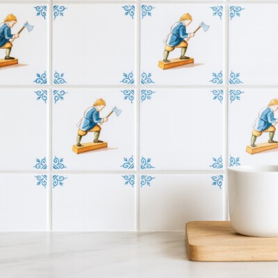 Woodwork 1 Glazed Delft Ceramic Tile 6×6 (WAM90016) Room Scene Image
