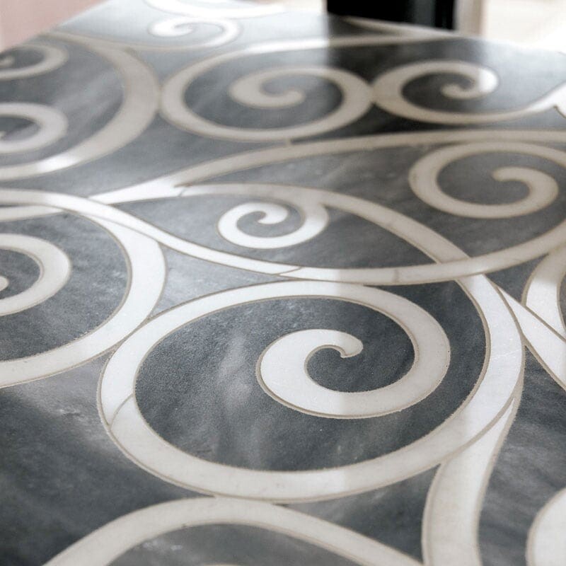 Curvalicious Allure Light, Snow White Polished Marble Waterjet Decos 12×12 (WGL10008)
