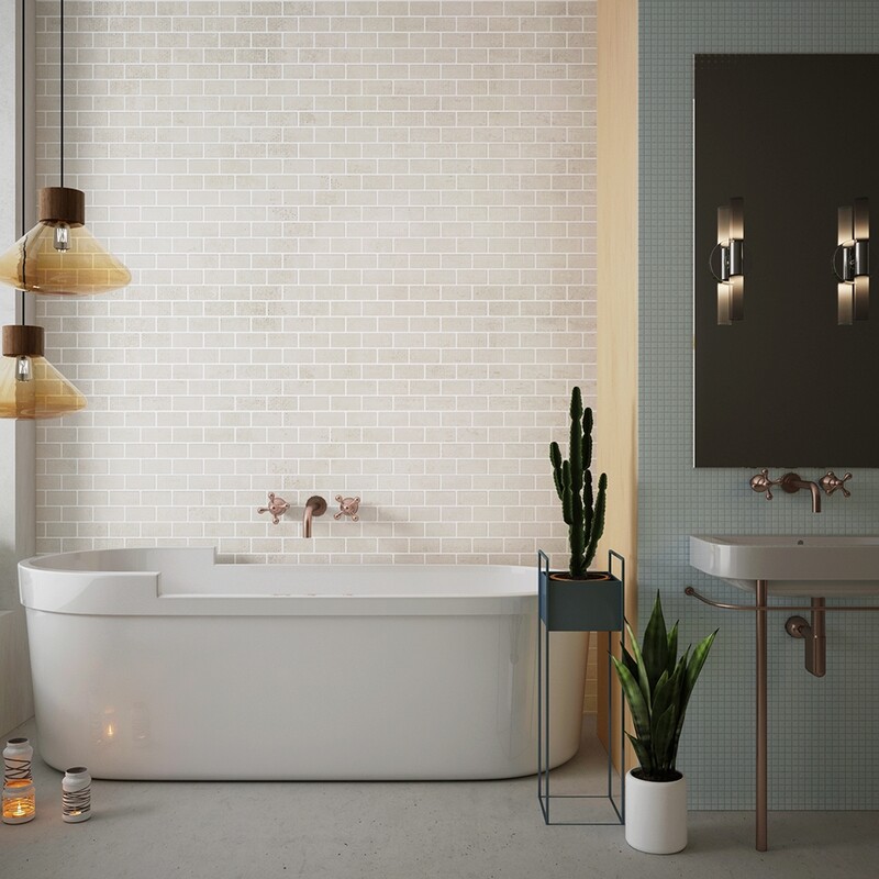 Runway Blanc Honed 1×2 Porcelain Mosaic 12×12 (WIS12152)