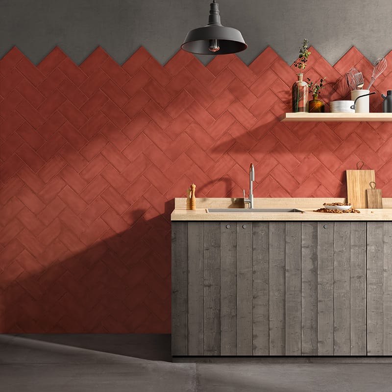 Red Matte Ceramic Tiles 4x8 - Country Floors of America LLC.