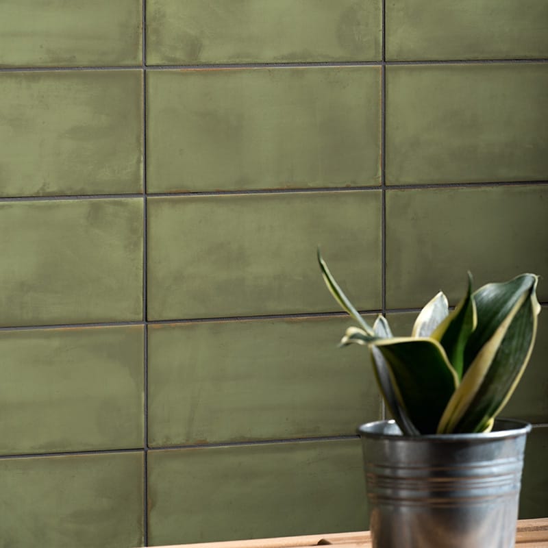 Olive Matte Ceramic Tiles 4x8x9 32, Olive Green Bath Tiles