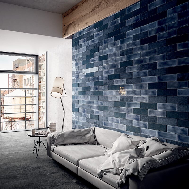 Army Blue Glazed Ceramic Wall Decos 4×12 (WIS12376)