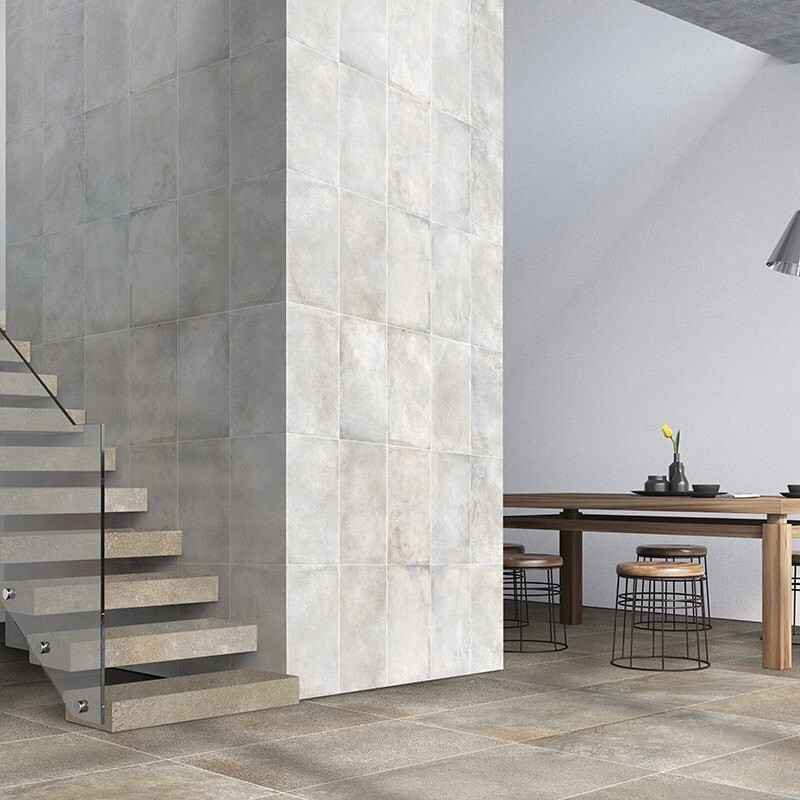 Berlin Toupe Honed Porcelain Tile 24×48 (WIS13077) New York Light Gray Honed Porcelain Tile 12×24 (WIS13097)