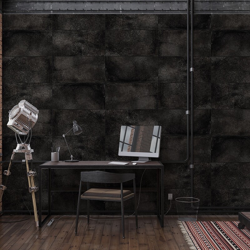 London Black R11 Textured Porcelain Tile 12×24 (WIS13104)