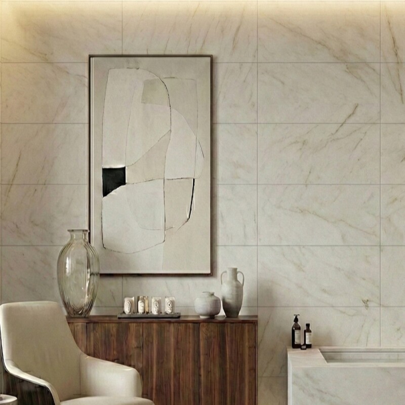 Crystal White Polished Marble Look Porcelain Tiles 12×24 (WLE00017)