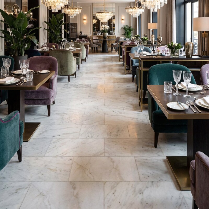 Crystal White Polished Marble Look Porcelain Tiles 12×24 (WLE00017)