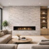 Neutrale Wandfliesen für einen eleganten Wohnzimmerkamin von Country Floors