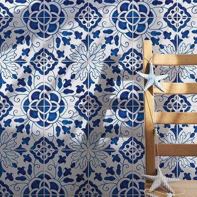 198 Camelias, Blue Glazed Ceramic Tile 5 1/2×5 1/2 (WLV10302)