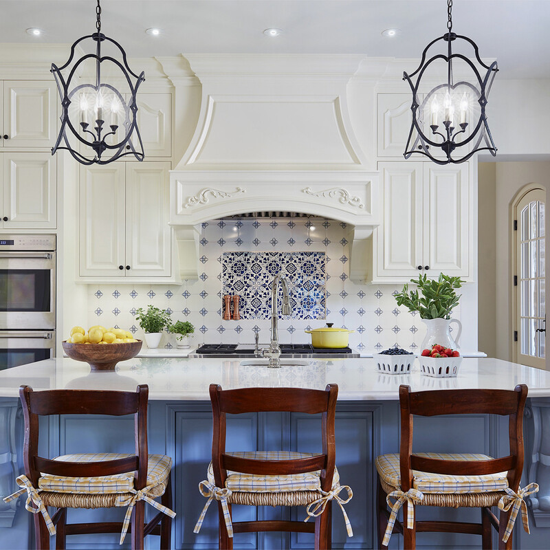 elegant kitchen backsplash with white tiles and blue accents creating timeless design by Country Floors