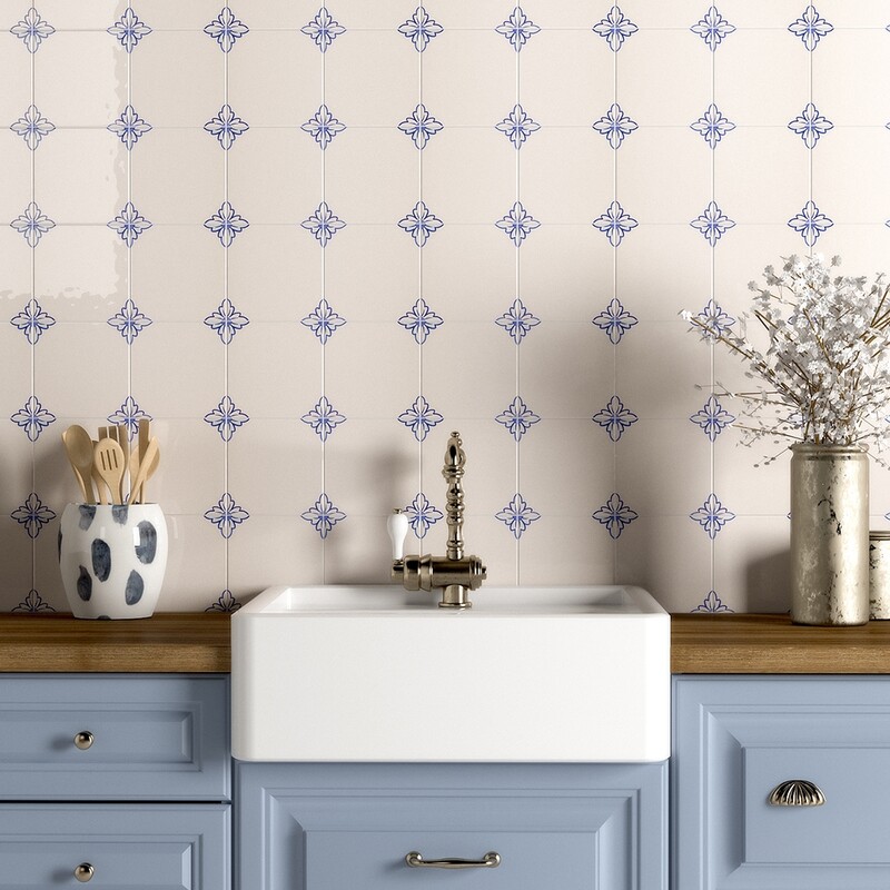 249a2 Gelosia Blanc Blue Glazed Ceramic Tile 6×6 (WLV20541)