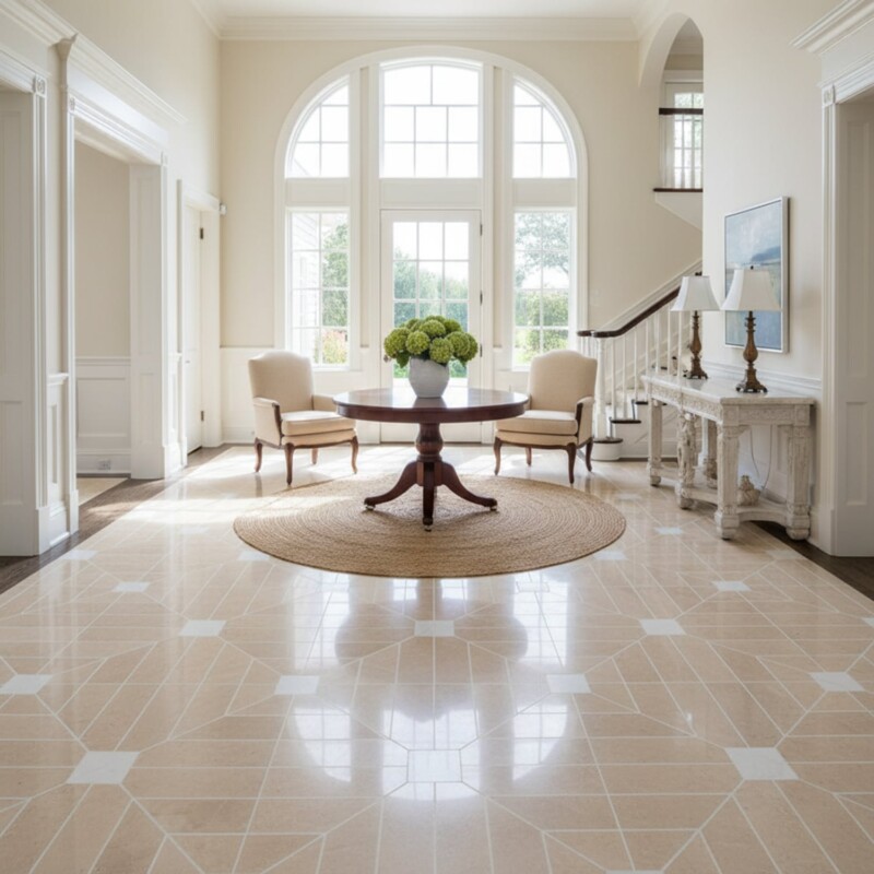 Vintage Point Polished Porcelain Backed Patterned Marble Tile 24×24 (WMC10013)