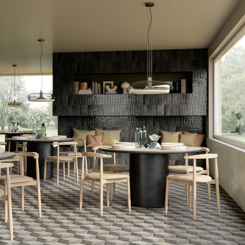 Soda Nero Glossy  Glazed Porcelain Tile 2 1/2×9 1/2 (WMN10045)