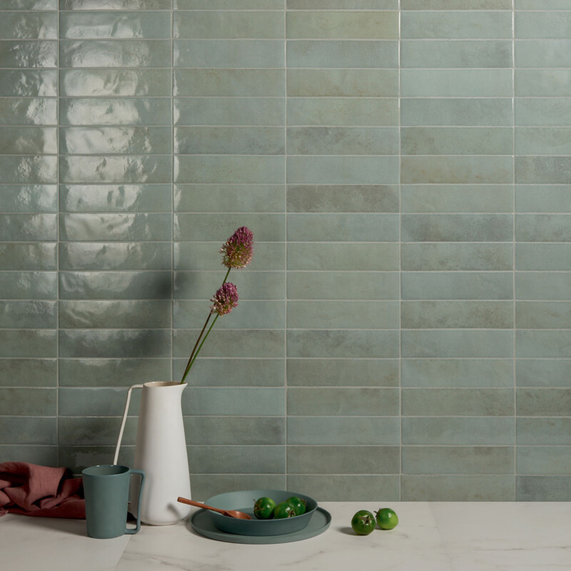 Soda Verde Perla Glossy  Glazed Porcelain Tile 2 1/2×9 1/2 (WMN10048)