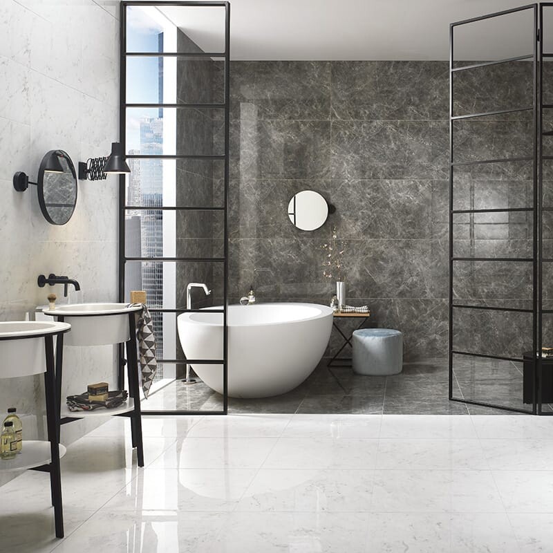 Bianco Carrara Polished Porcelain Tile 12×24 (WNB00337)