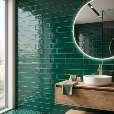 Roca Flow Living Green Polished Ceramic Tiles 3×12 (WRT12614)
