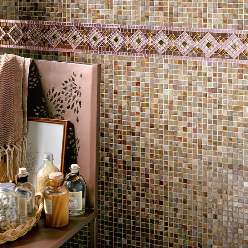 Sandalwood 5/8×5/8 Glass Mosaic 11 5/8×11 5/8 (WSI11298)