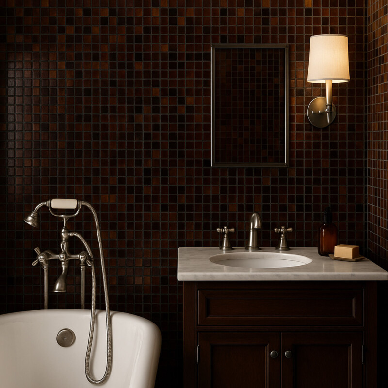 Wenge 5/8×5/8 Glass Mosaic 11 5/8×11 5/8 (WSI11302)