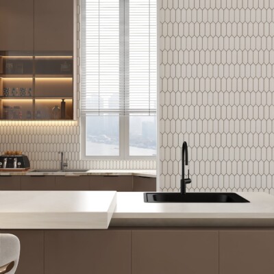White picket ceramic tile for modern kitchen backsplash by Country Floors