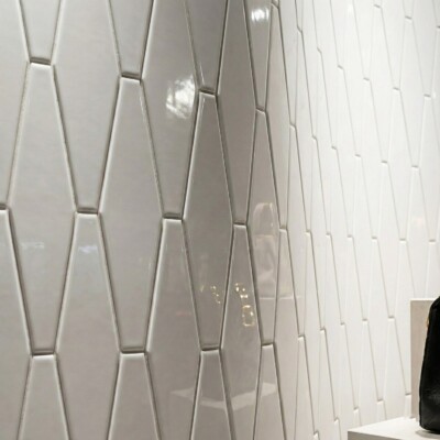 Tulum White Glossy Longest Hexagon Ceramic Tiles 3×8 (WST32164)