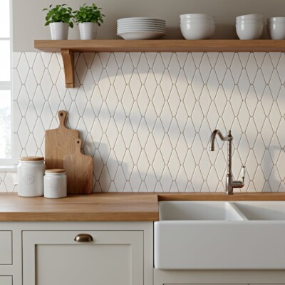 Tulum White Glossy Longest Hexagon Ceramic Tile 3×8 (WST32164)