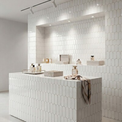 Tulum White Glossy Tear Field Ceramic Tiles 3 5/8×8 (WST35164)
