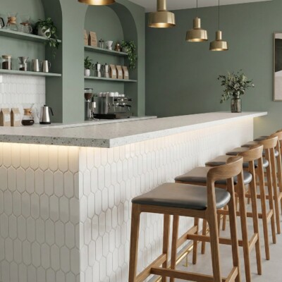 Tulum White Glossy Tear Field Ceramic Tiles 3 5/8×8 (WST35164) Room Scene Image