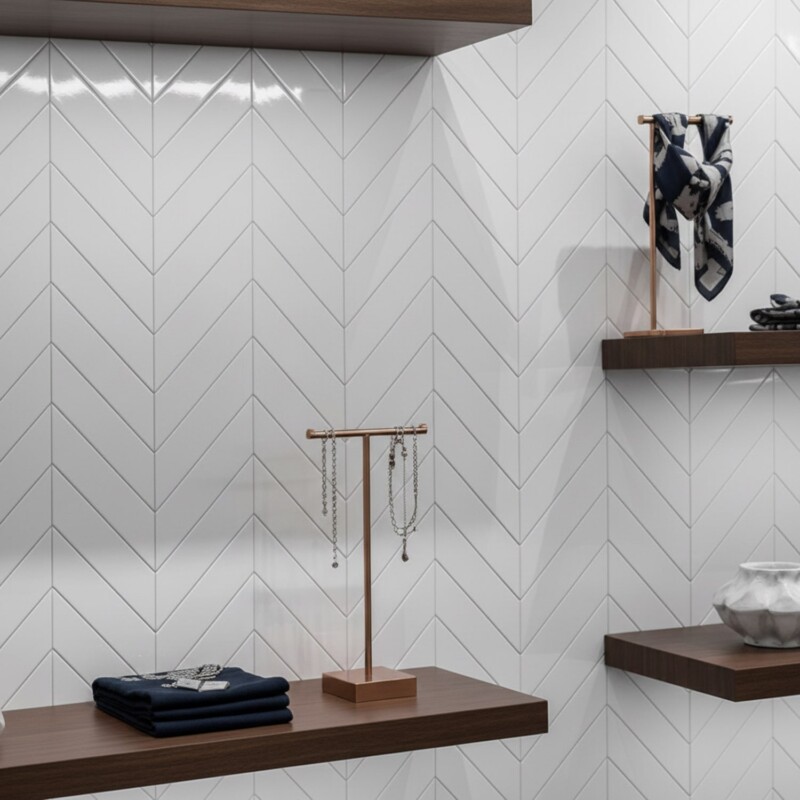 wall tile in retail display wall design by Country Floors