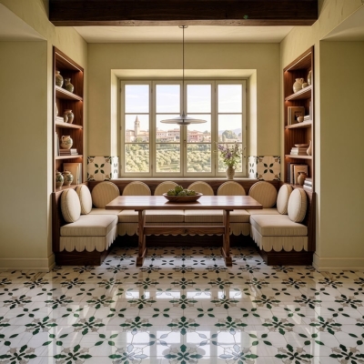 Snow White,Calacatta Green,Gunmetal Polished Esme Waterjet Marble Mosaics 13 3/4×13 3/4 (WUM06004)