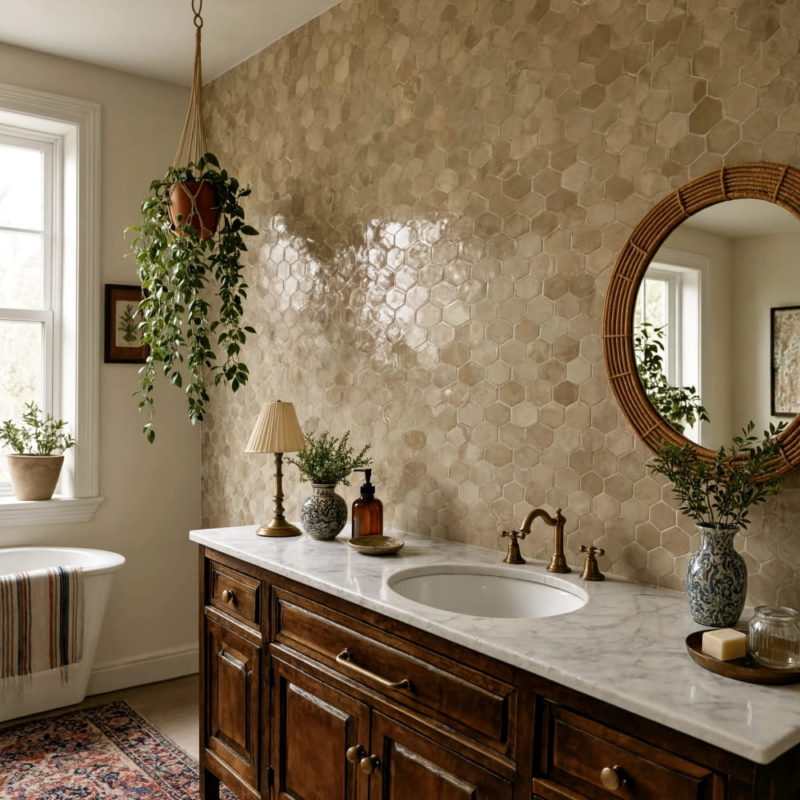 Multi Glossy Hex Zellige Mosaics 11 13/16×12 1/8 (WZI10015)
