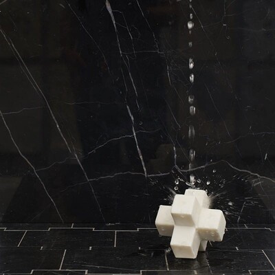 Amulet Black Honed Marble Waterjet Decos 5 7/16×5 7/16 (XET01001)