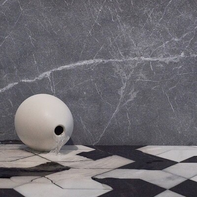 Ravel Black, Snow White, Glacier Multi Finish Marble Waterjet Decos 3 17/32×6 1/8 (XET03001)