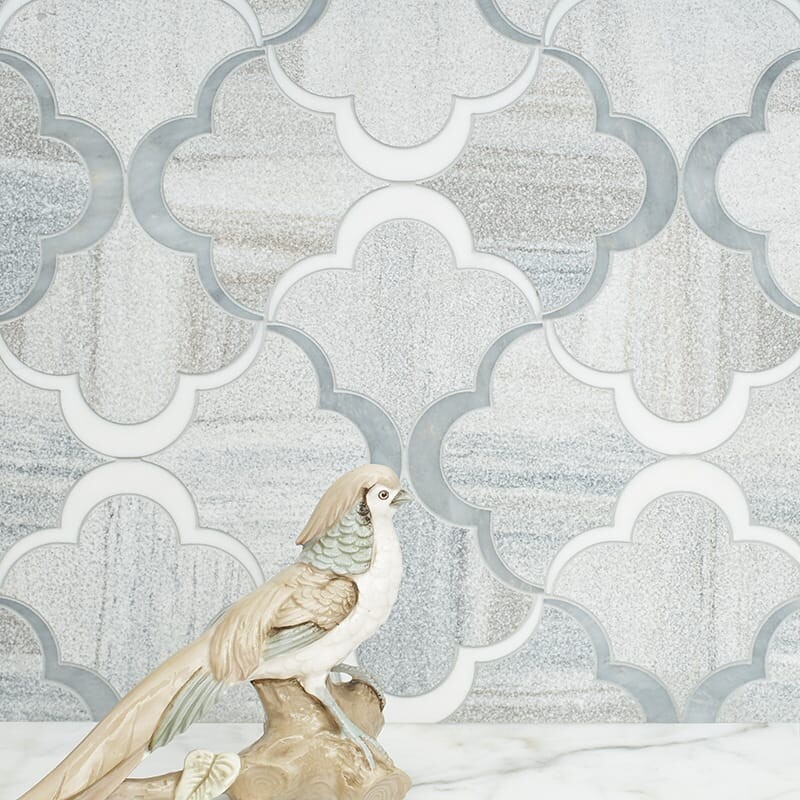 Nuage Snow White, Allure, Skyline Multi Finish Marble Waterjet Decos 8 5/8×17 1/4 (XMA03001)