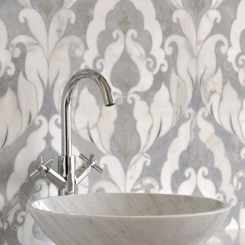 Avenza Dark, Dolomite Multi Finish Rumi Marble Mosaics 13 9/16×18 (YNR10038)