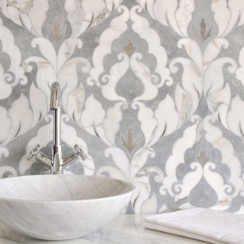 Avenza Dark, Dolomite Multi Finish Rumi Marble Mosaics 13 9/16×18 (YNR10038)