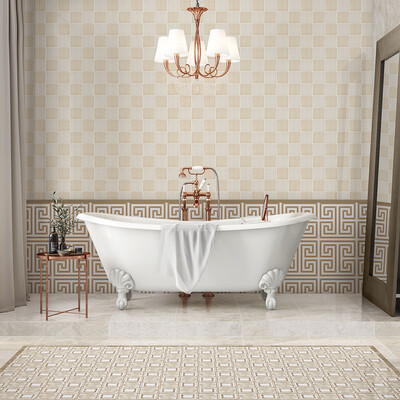 Cicero Diana Royal, Aspen White, Paradise Multi Finish Marble Waterjet Decos 12×12 (YNR90215) Justinian Dolomite, Sable Multi Finish Marble Waterjet Decos 16×16 (YNR10030) Butter Glossy Ceramic Tile 4×4 (TL80550) Sand Glossy Ceramic Tile 4×4 (TL80551) Diana Royal Polished Marble Tile 18×18 (TL13738)